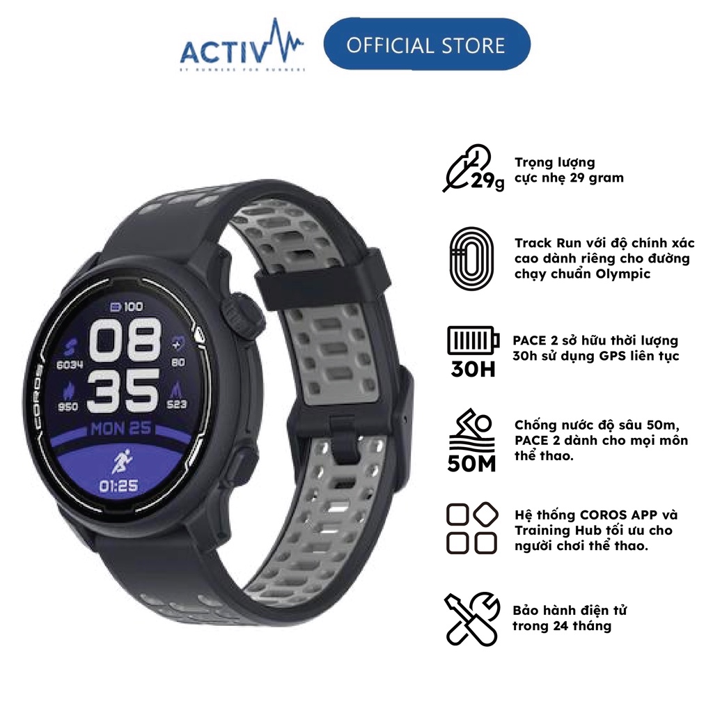 Đồng Hồ GPS Thể Thao COROS PACE 2 - Xanh Đen