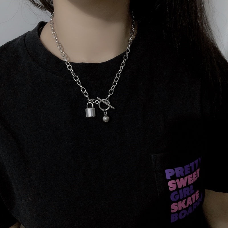 Vòng cổ OT Mặt Dây Hình Ổ Khóa Độc Đáo - Dây chuyền nam nữ Phong Cách Hip-Hop Thời Trang Cá Tính