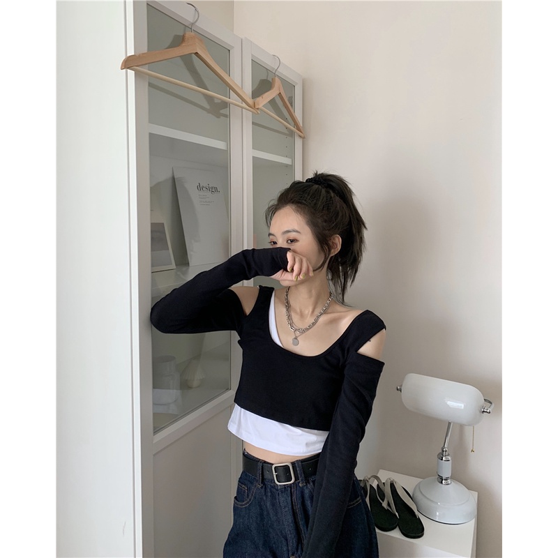 Áo Thun Tay Dài Dáng Ôm Xếp Ly Thời Trang Cho Nữ