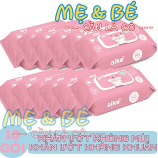 COMBO 10 GÓI KHĂN ƯỚT CHO BÉ AIKO 100 TỜ KHÔNG MÙI, KHÁNG KHUẨN