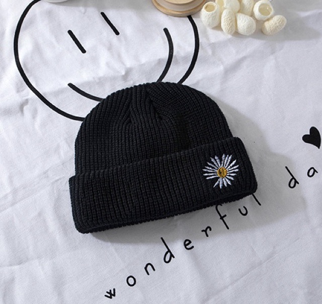 Mũ len beanies thêu hoa cúc nhiều màu phong cách hàn quốc nam nữ