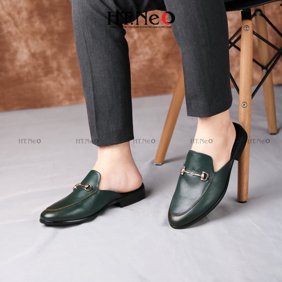Giày sục nam - Giày mules nam HT.NEO Đế phíp, quai kim loại cùng da bò thật tạo nến sự quý phái, thu hút và sang S003