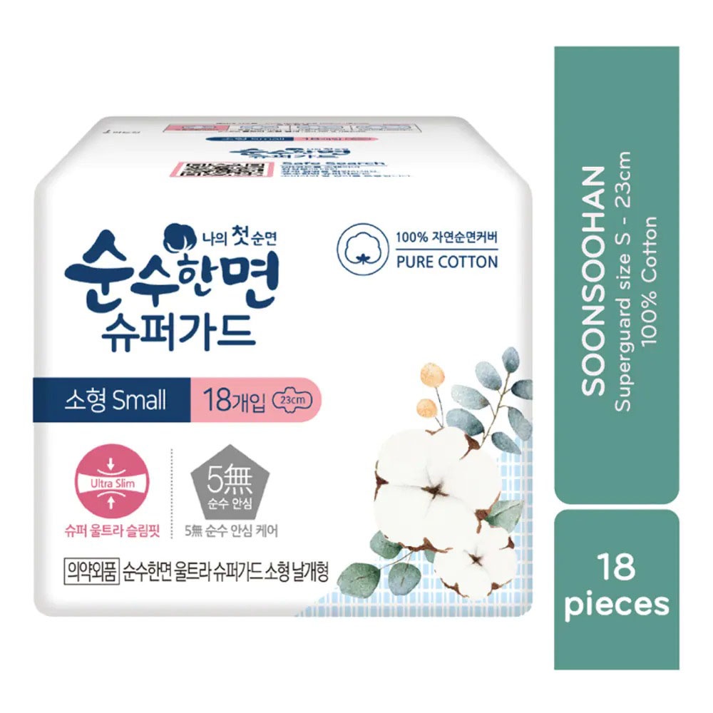 Băng Vệ Sinh Soonsoohanmyeon Mặt Bông Hằng Ngày 23cm 18 Miếng