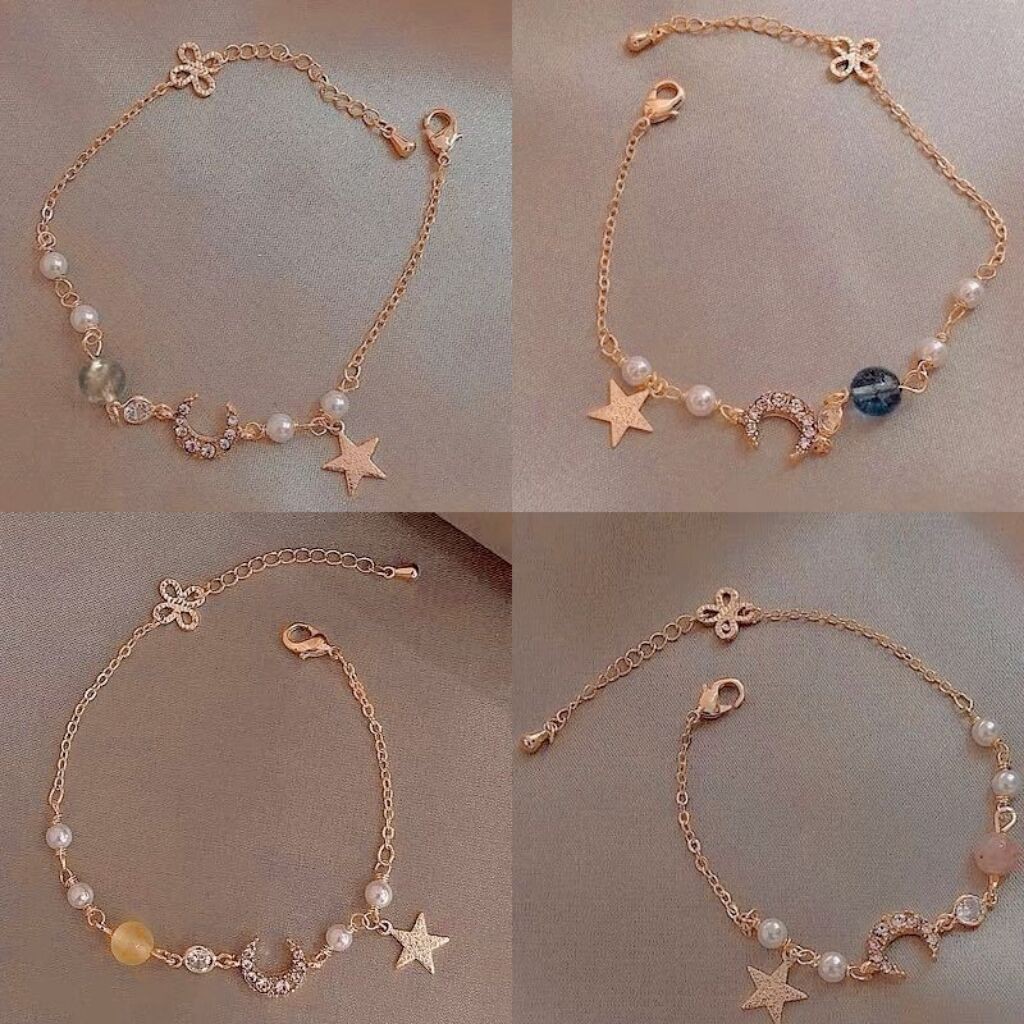 Vòng Tay Đính Đá Và Ngọc Trai Nhân Tạo Thời Trang Có 2 Màu