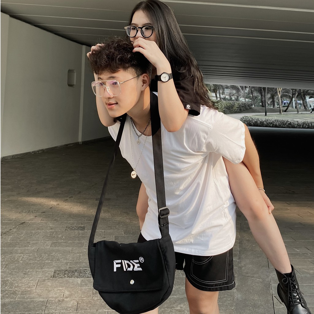 Túi tote vải đeo chéo canvas unisex cao cấp đựng vừa khổ a4 đi học đi chơi Hàn Quốc