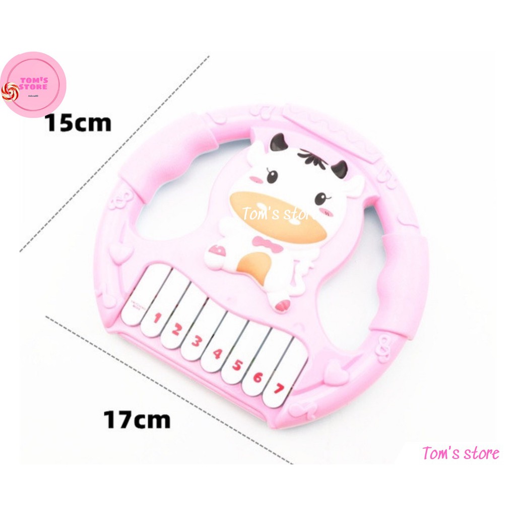 đồ chơi đàn piano cầm tay phát nhạc nhiều âm thanh hình bò sữa đáng yêu cho bé