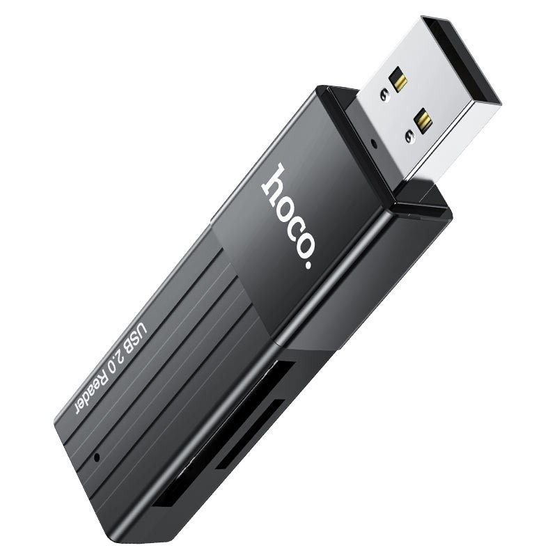 Đầu đọc thẻ nhớ Hoco HB20 Mindful - hỗ trợ khe microSD/SD tốc độ cao  chép dữ liệu, cắm thẻ nghe nhạc