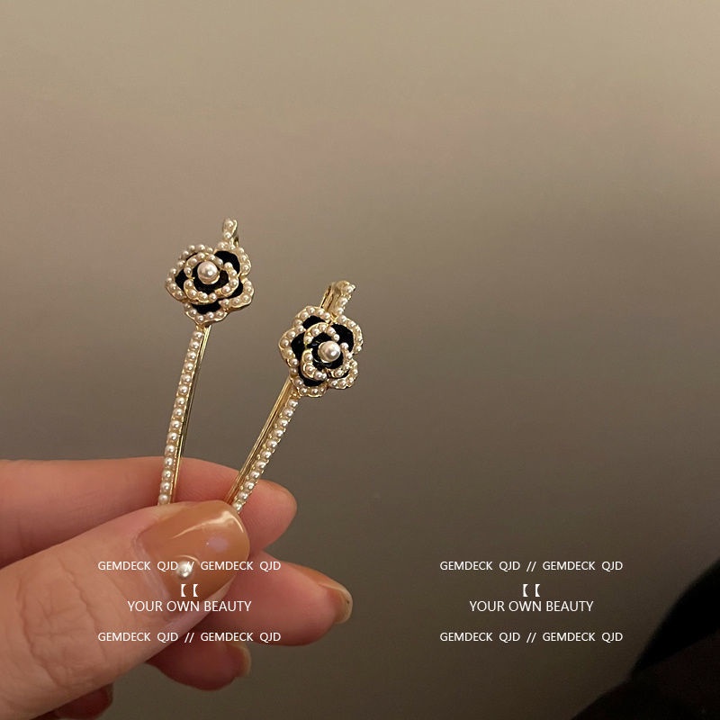 Kẹp Tóc Hình Hoa Trà Đính Ngọc Trai Phong Cách Retro Pháp