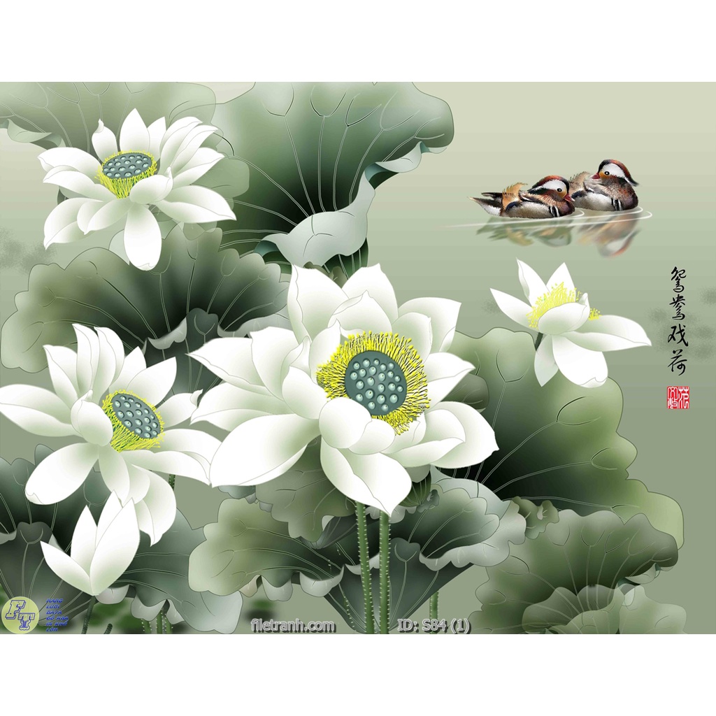 Tranh Hoa Sen đẹp treo phòng khách, phòng làm việc, phòng trà, phòng tiệc, khách sạn... nhiễu mẫu đẹp