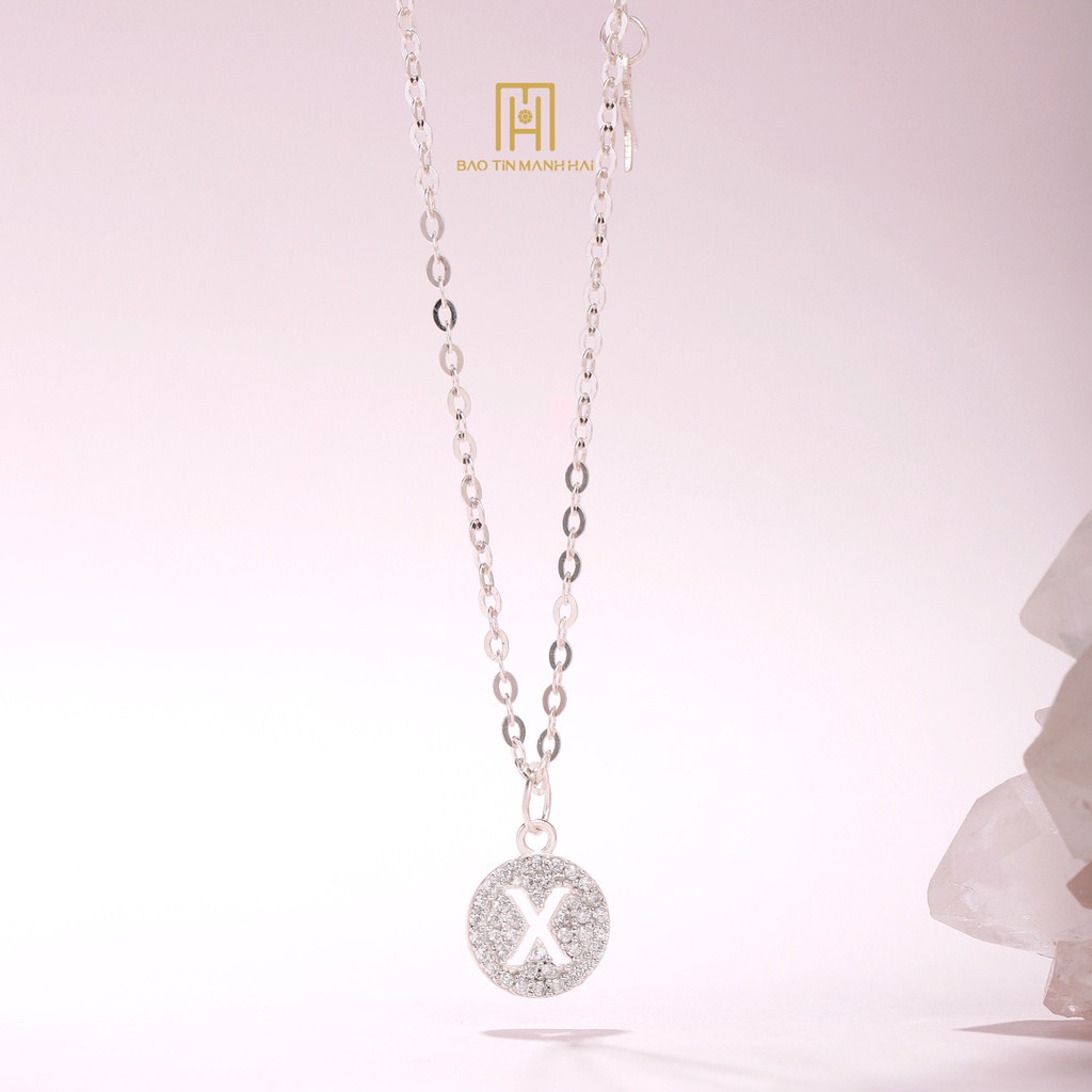 Dây chuyền Bạc ta hình tròn chữ X phong cách Hàn Quốc DB05 Bảo Tín Mạnh Hải