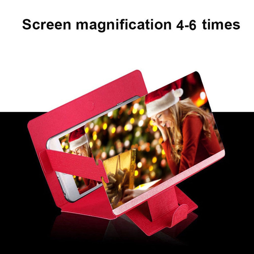 Enlarge 3D Mobile Phone Stand HD Screen Magnifier Amplifier 8&quot; Leather Bracket
