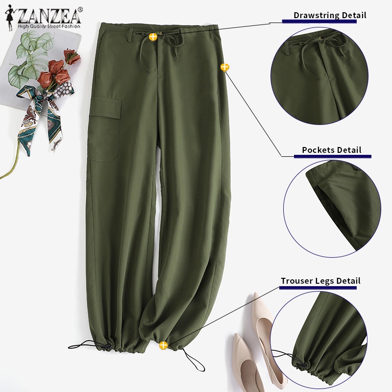 Zanzea Quần Dài Ống Loe Thắt Dây Thời Trang Nữ