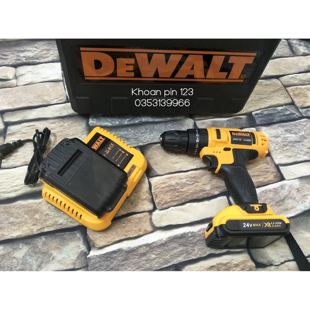 Khoan pin 3 chức năng có búa Dewalt 24v hàng loại 1