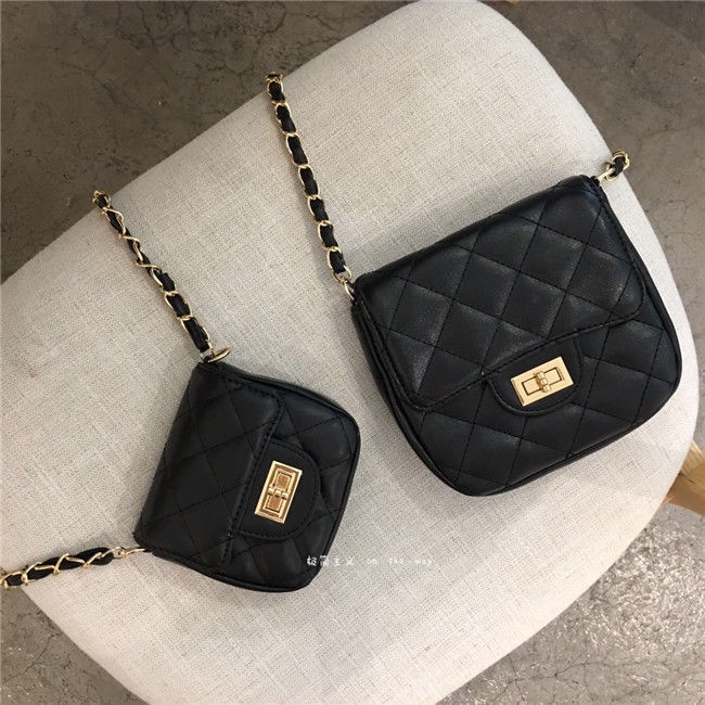 Túi mini dây xích da cao cấp lingge túi đeo chéo thời trang màu đen giá rẻ
