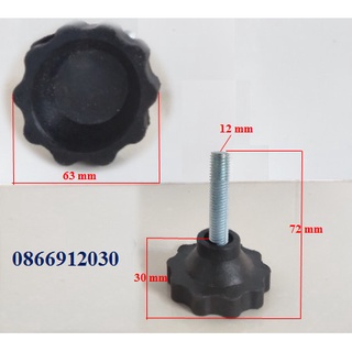 Bu lông, ốc chân tăng chỉnh M12 x 50 mm, hoa 10 cánh đế lõm