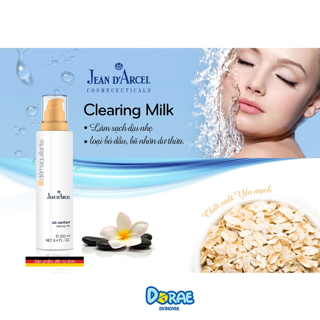 ✅[Giảm nhờn sạch mụn] Sữa Rửa Mặt Dành Cho Da Dầu Mụn Jean D’Arcel Clearing Milk_150ml