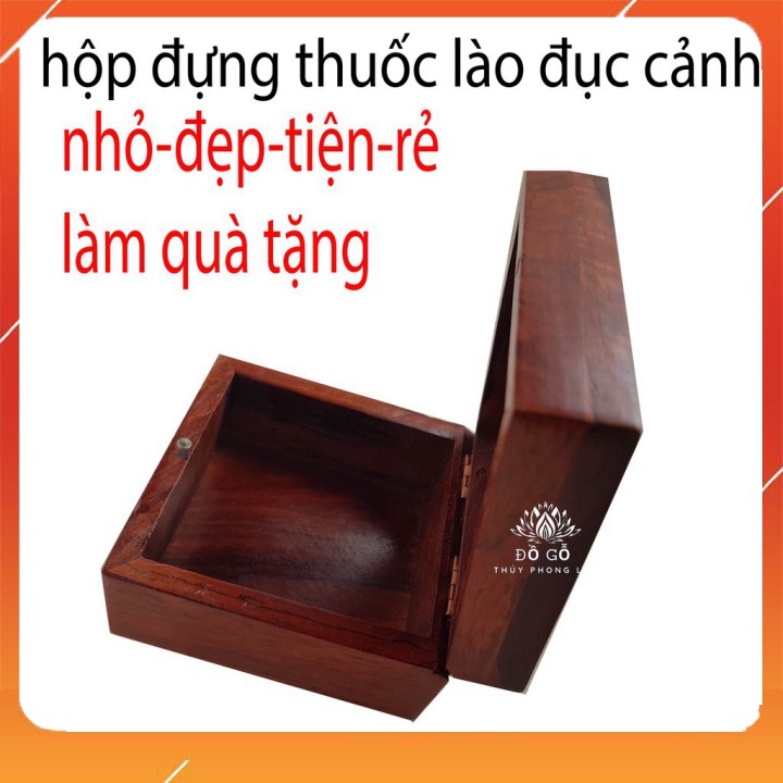 Hộp đựng thuốc lào bằng gỗ Hộp đựng thuốc lào gỗ - đục hoa văn