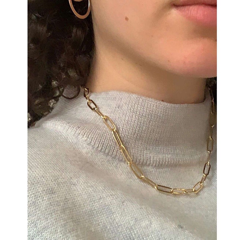 Dây chuyền nữ unisex titan xích chữ nhật rỗng trơn cá tính không gỉ C11