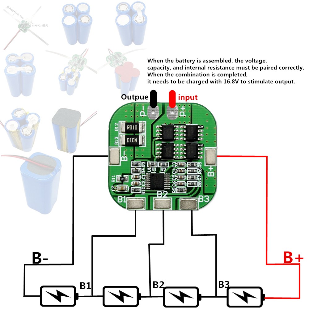 Bo Mạch Bảo Vệ Pin Li-Ion Bms Pm Cho Laptop 14.8v / 16.8v 20a Pcb-Ion Bms Pcm
