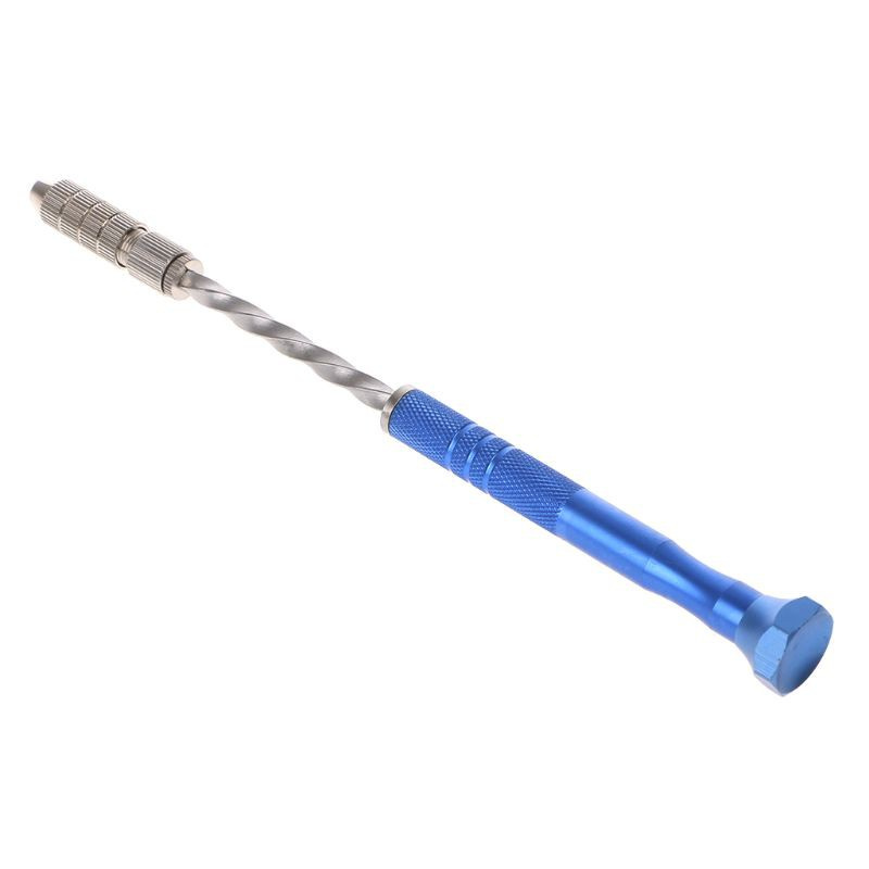 WER Semi Automatic Spiral Blue Mini Micro Hand Drill Chuck + 10 Pcs Twist Drill Bits Tool 0.8-3mm