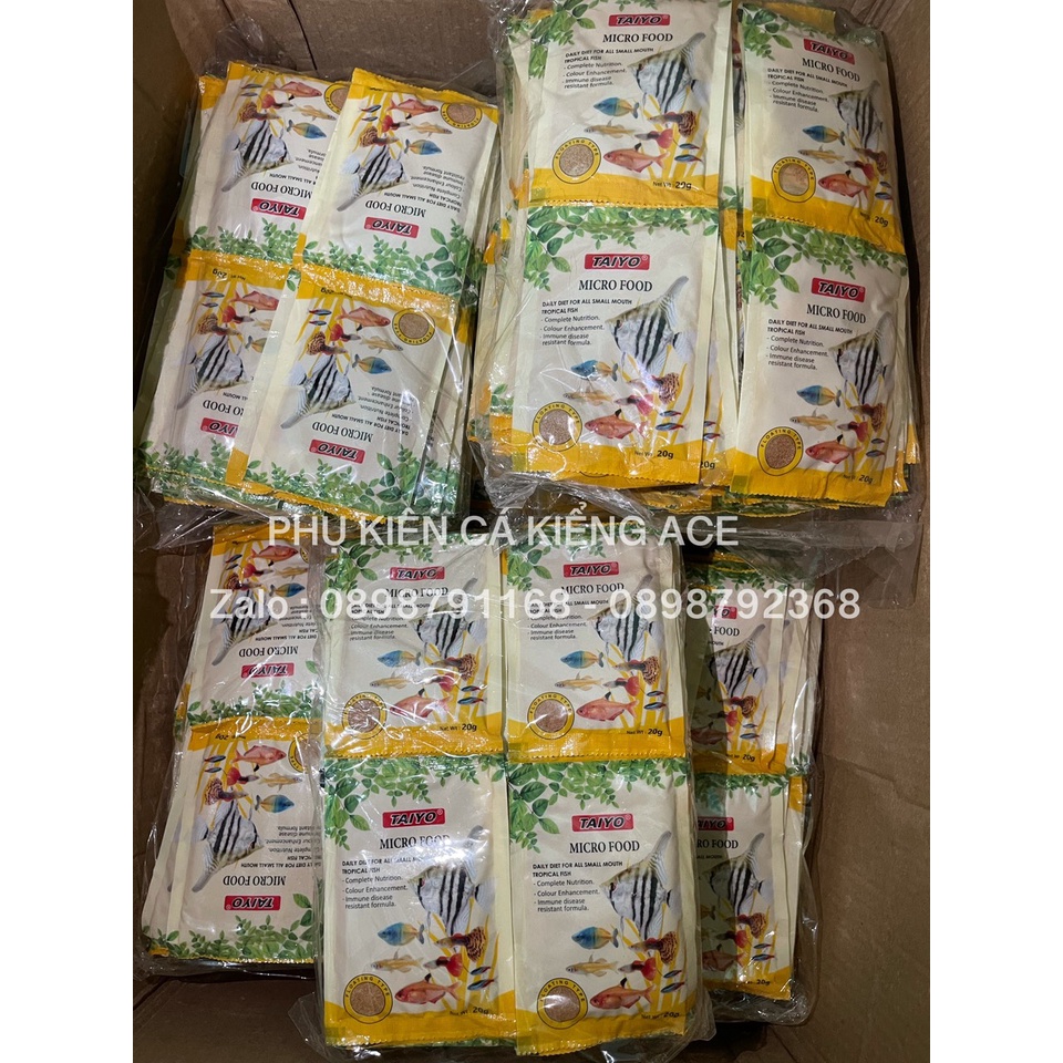 CÁM TAIYO MICRO FOOD GÓI 20GRAM - THỨC ĂN CAO CẤP CHO CÁ MIỆNG NHỎ