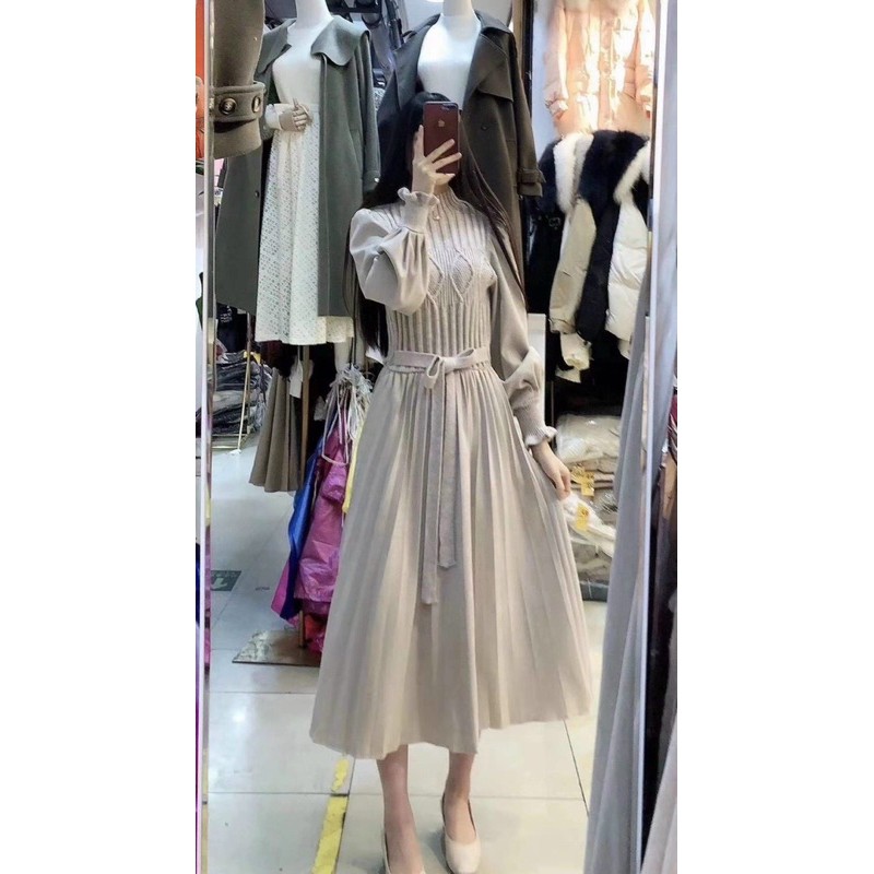 Váy len trám dập ly bo tay