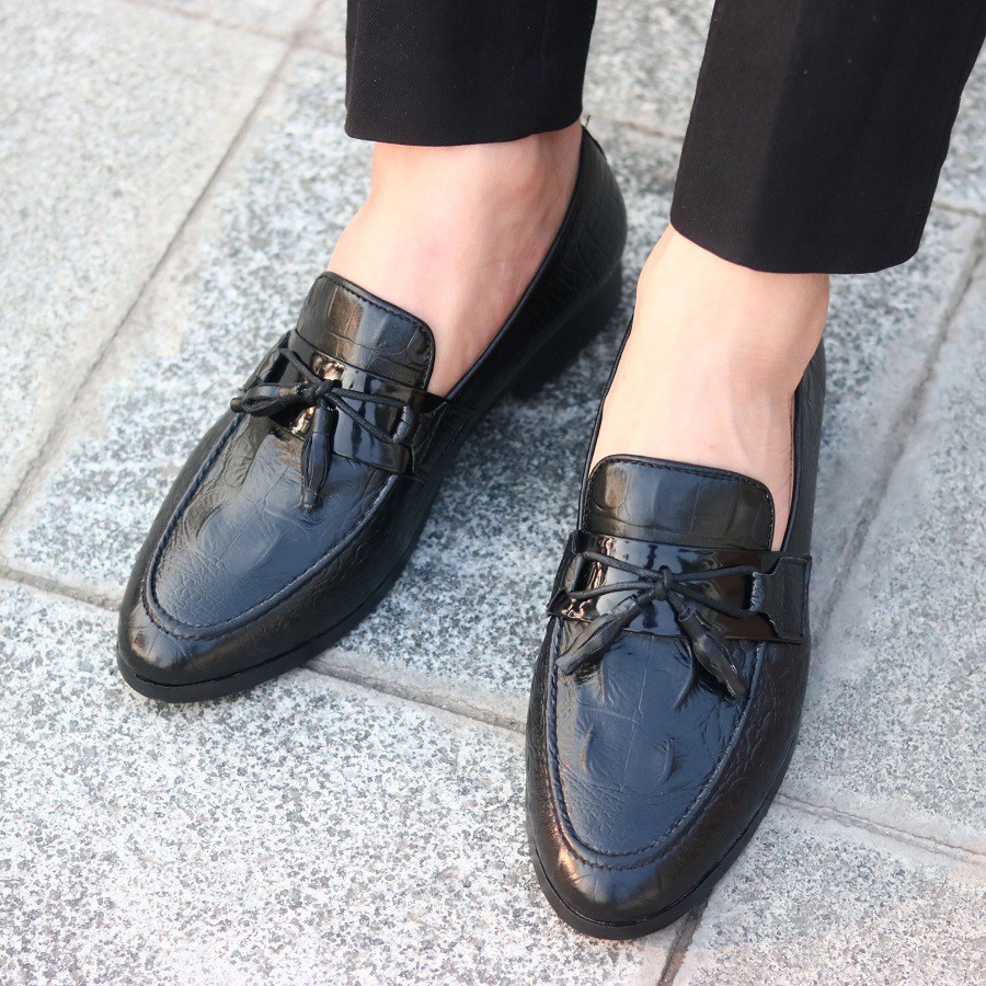 Giày Da Nam,giày lười nam,giày nam đẹp chuông đen mã L177 | BigBuy360 - bigbuy360.vn