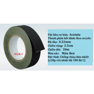 Băng keo vải đen sửa chữa điện tử,tivi,ổn áp,máy tính,điện thoại...- vải đen Acetate chịu nhiệt,chống cháy