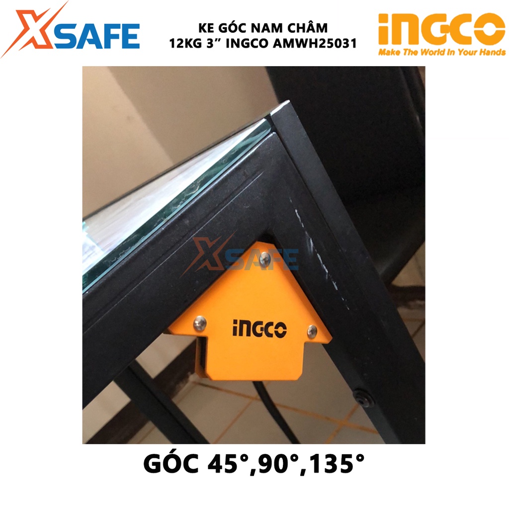 Ke góc nam châm INGCO Ke góc từ nam châm và thép, lực hút từ 25-50-75 Lbs, kích thước tương ứng 3-4-5 inch - [XSAFE]