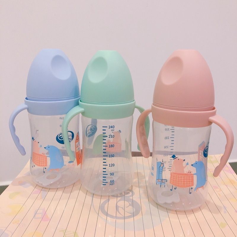 Bình sữa cổ rộng có tay cầm Baby Bottle 180ml, 240ml nhập khẩu Hàn Quốc