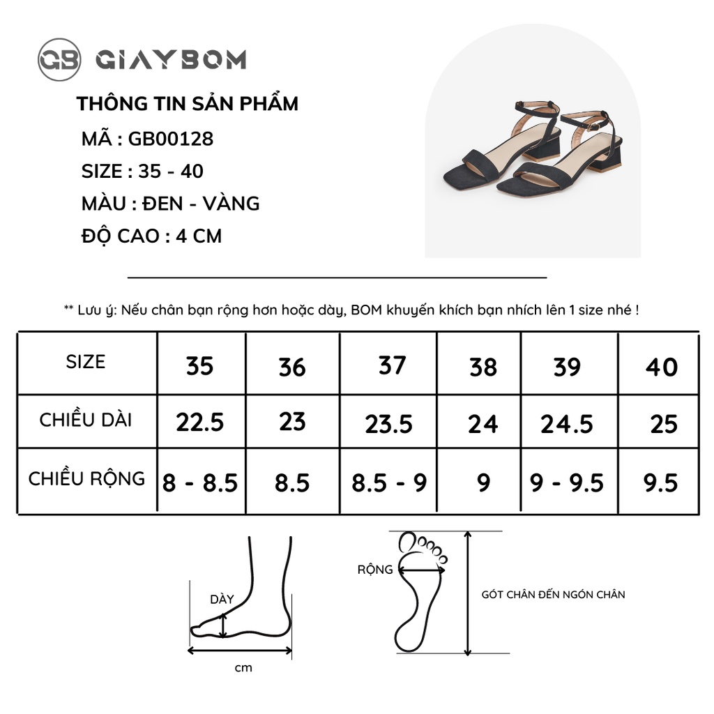 Giày cao gót giayBOM chất liệu da nỉ gót cao 4 cm GB00128