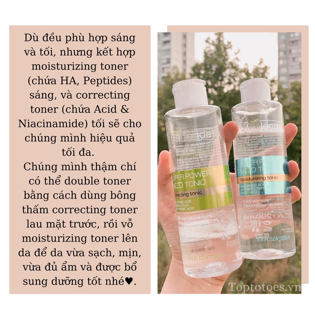 Toner Bielenda Super Power Mezo Tonic Skin Clinic Correcting làm căng bóng, mờ thâm/ Moisturizing cấp nước, dưỡng ẩm