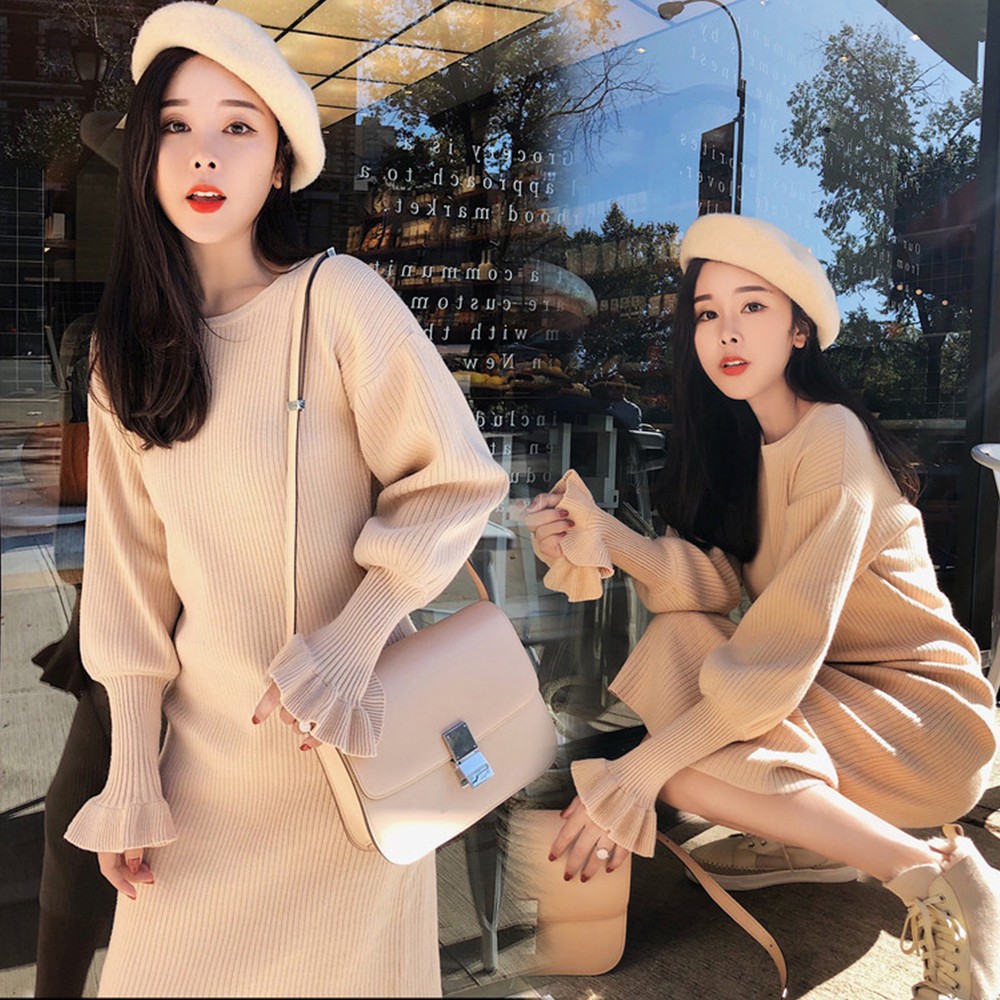 (HÀNG ORDER) Váy len dài tay loe cổ lọ tháo rời GNCM