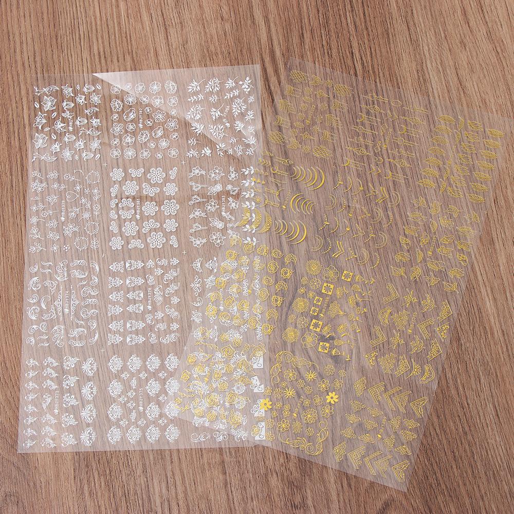 Tờ Đề Can 3D 12 Màu Trắng / Đen Dán Móng Nghệ Thuật DIY