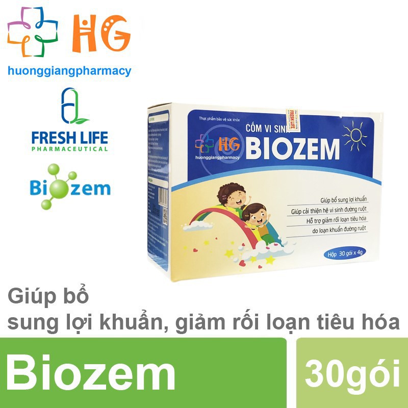 Cốm vi sinh Biozem - Giúp bổ sung lợi khuẩn, cải thiện hệ vi sinh đường ruột, hỗ trợ giảm rối loạn tiêu hóa (Hộp 30 gói)