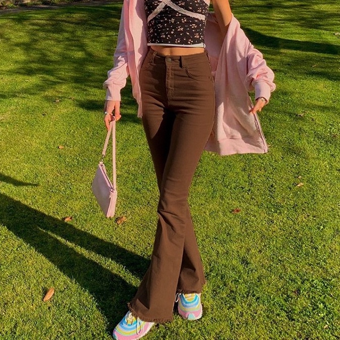 QUẦN BÒ NỮ TRƠN CẠP CAO ỐNG LOE CẮT LAI VẢI CO GIÃN ĐÀN HỒI ÔM CHÂN SEXY CHÂU ÂU