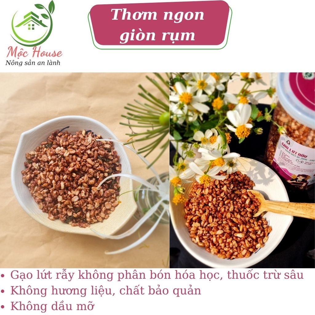 Gạo lứt sấy rong biển giòn ngon 200gram không dầu mỡ, đồ ăn vặt thực dưỡng, giảm cân không béo, Mộc xanh house