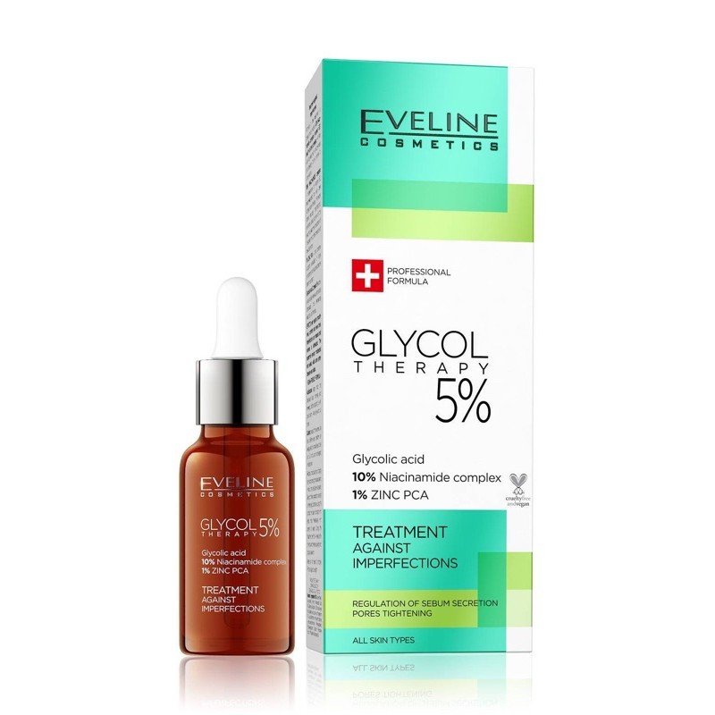 Tinh chất giảm mụn Eveline Glycol Therapy Serum Niacinamide, Vitamin C, Peptide 18ml