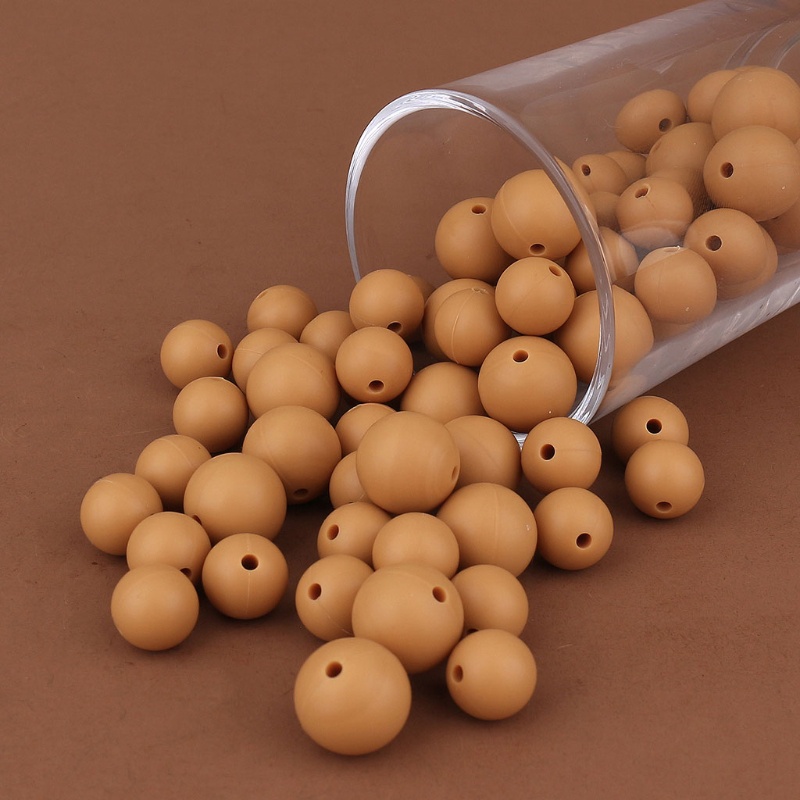 Bộ 20 Hạt Silicone Xỏ Vòng Tròn Nhiều Màu Làm Đồ Chơi DIY Cho Bé