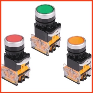 Công tắc nhấn nhả đề LA38-11 phi 22mm không đèn 3 màu xanh, màu đỏ, màu vàng lắp tủ điện điêu khiển
