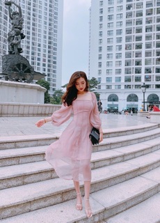Váy Voan Tay Bồng Vintage (ẢNH THẬT Ở CUỐI)