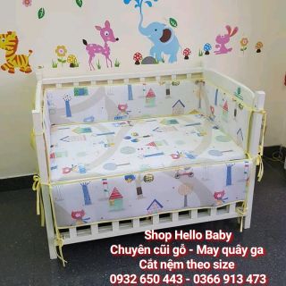 Bộ quây cũi cho kt 100*60. Vải cotton hàn cao cấp