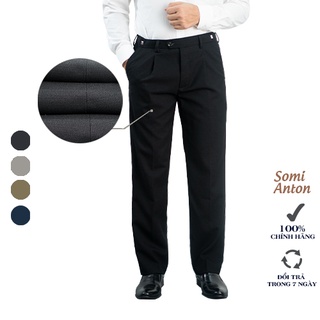 Quần Âu Nam Công Sở Trung Niên Thương Hiệu Anton Dáng Rộng Màu Đen Xếp Ly Mã QA104