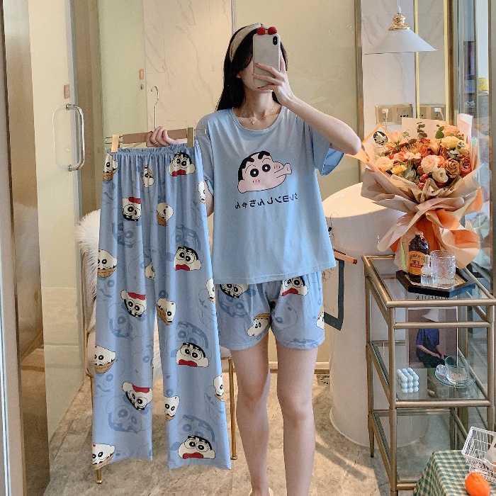 Bộ Đồ Ngủ Gồm Áo Thun Tay Ngắn + Quần Short Thời Trang Dành Cho Nữ | BigBuy360 - bigbuy360.vn