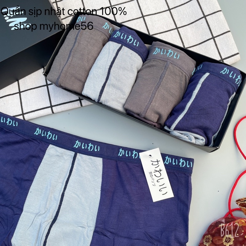 SET 4 quần sịp đùi cotton 100% siêu mát túi zip bạc.