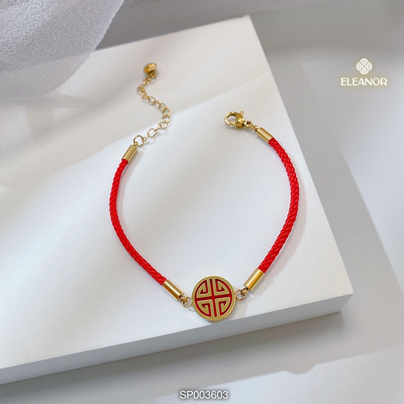 Lắc tay nữ Eleanor Accessories titan dây đỏ phụ kiện trang sức may mắn