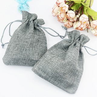 Túi dây rút vải bố trơn màu xám có dây rút kích thước 10x14cm handmade tiện lợi - doramimi