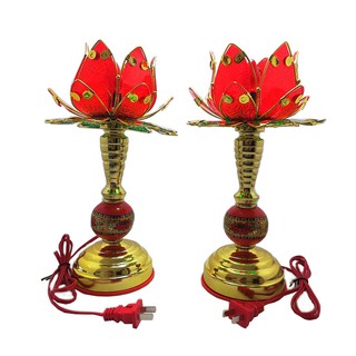 Bộ 2 đèn thờ hoa sen thân đồng vdt-213