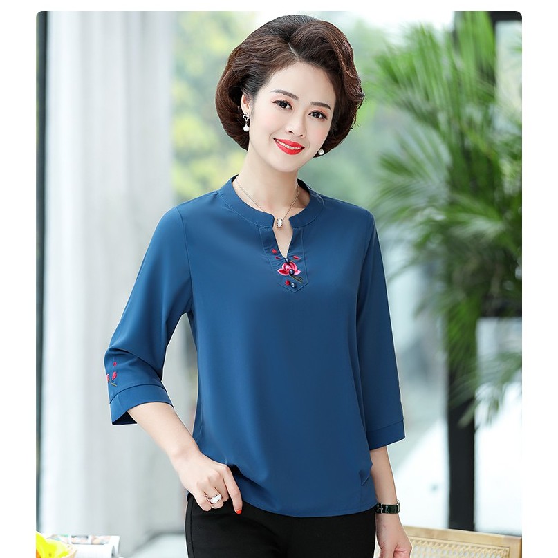 Set Quần Áo Trung Niên, Mẫu Áo Kiểu Trung Niên Big Size Đẹp, Chất Lụa Hàn Sang Trọng | Thời Trang Trung Niên U50