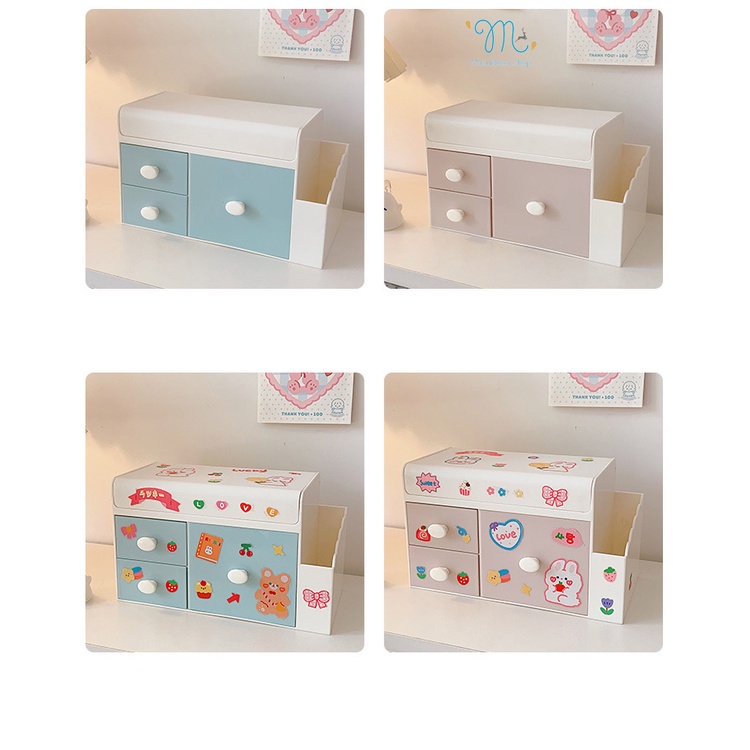 Kệ đa năng trắng xanh có nắp đậy như hình 🌈